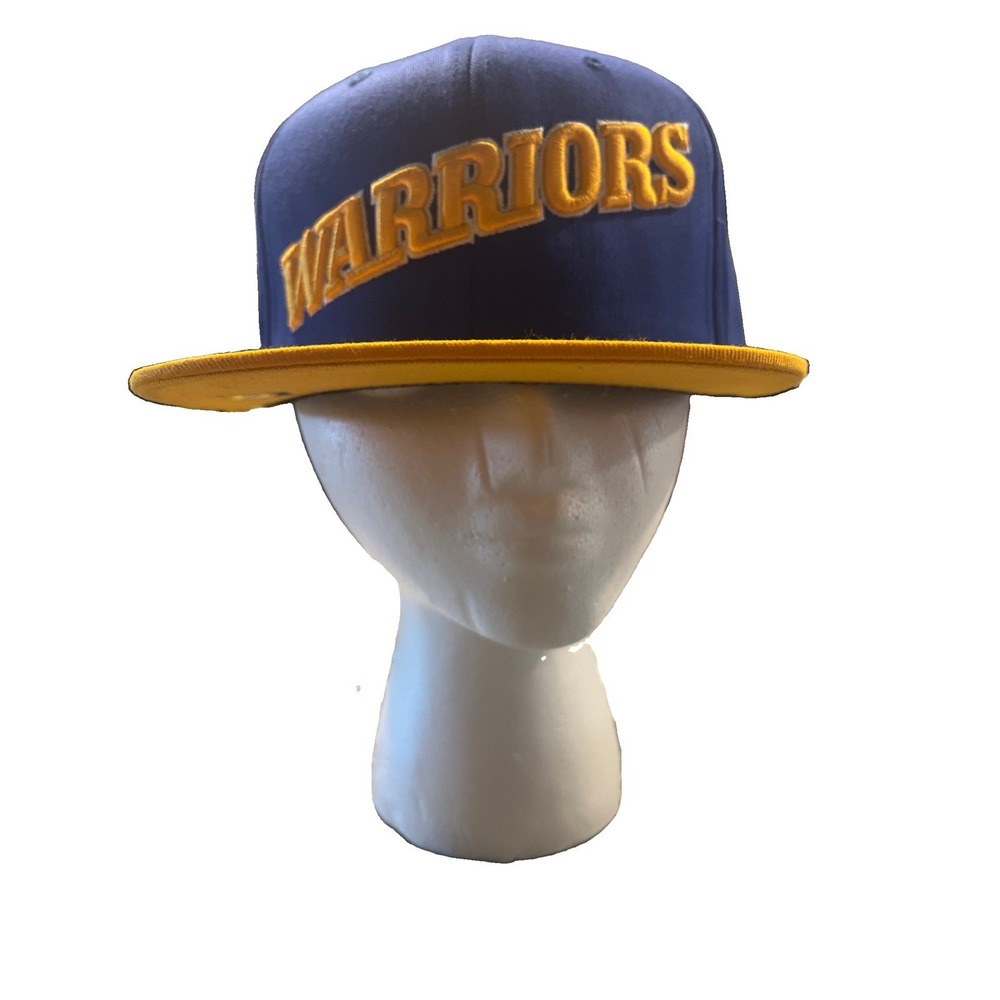 Mitchell & Ness Golden State Warriors Hat Flexfit 110 Snapback Blue Yellow Cap